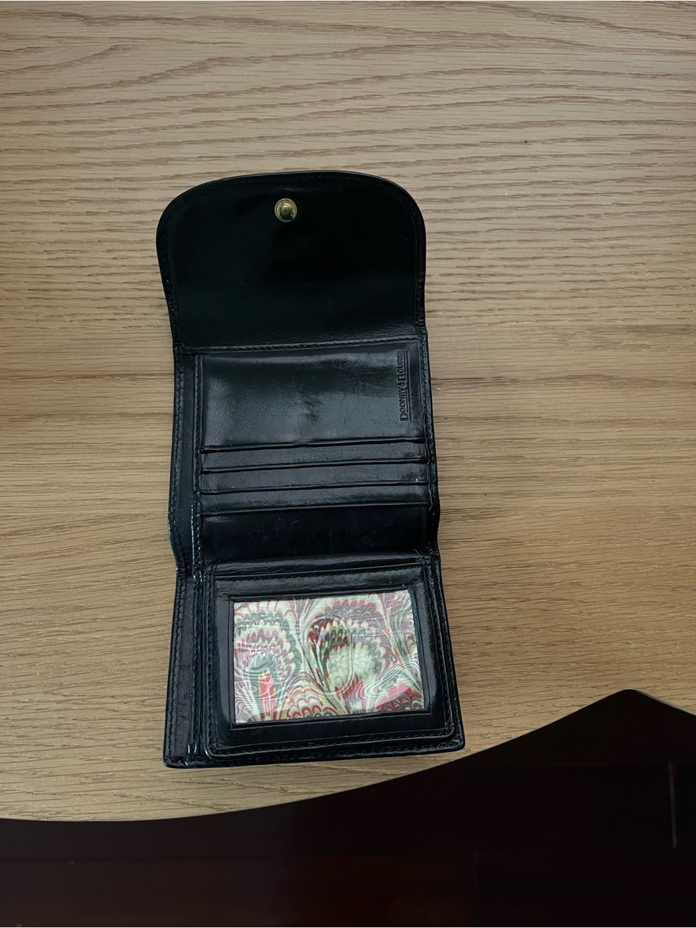 Dooney & Bourke Black Leather Fold Wallet with Gold Logo Plaque - Picture 3 of 4